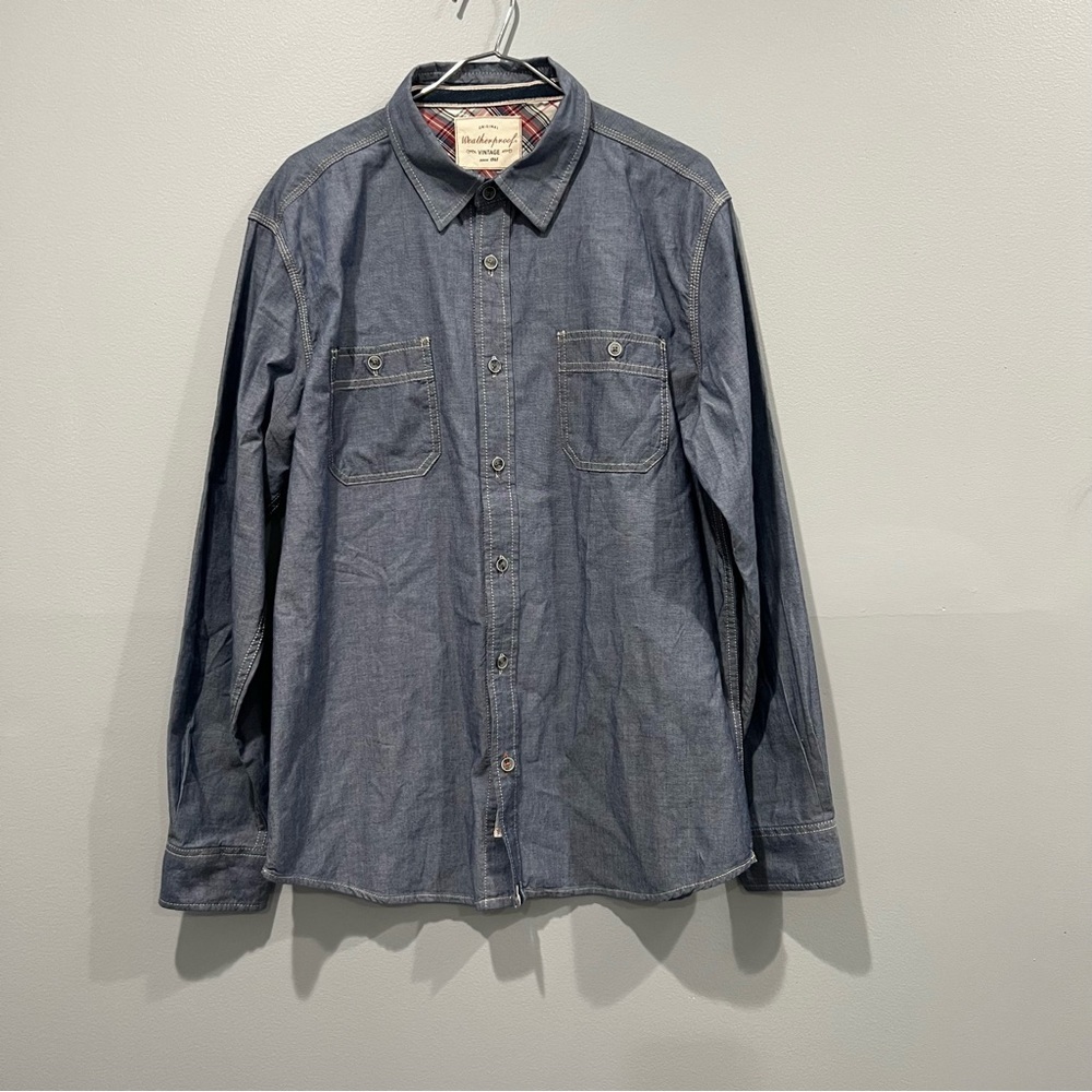 WEATHERPROOF long sleeve jean men shirt/size 17-17 1/2